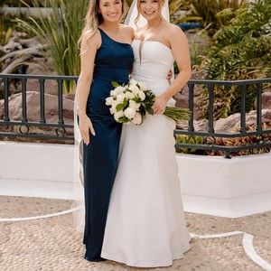 Navy silk formal dress